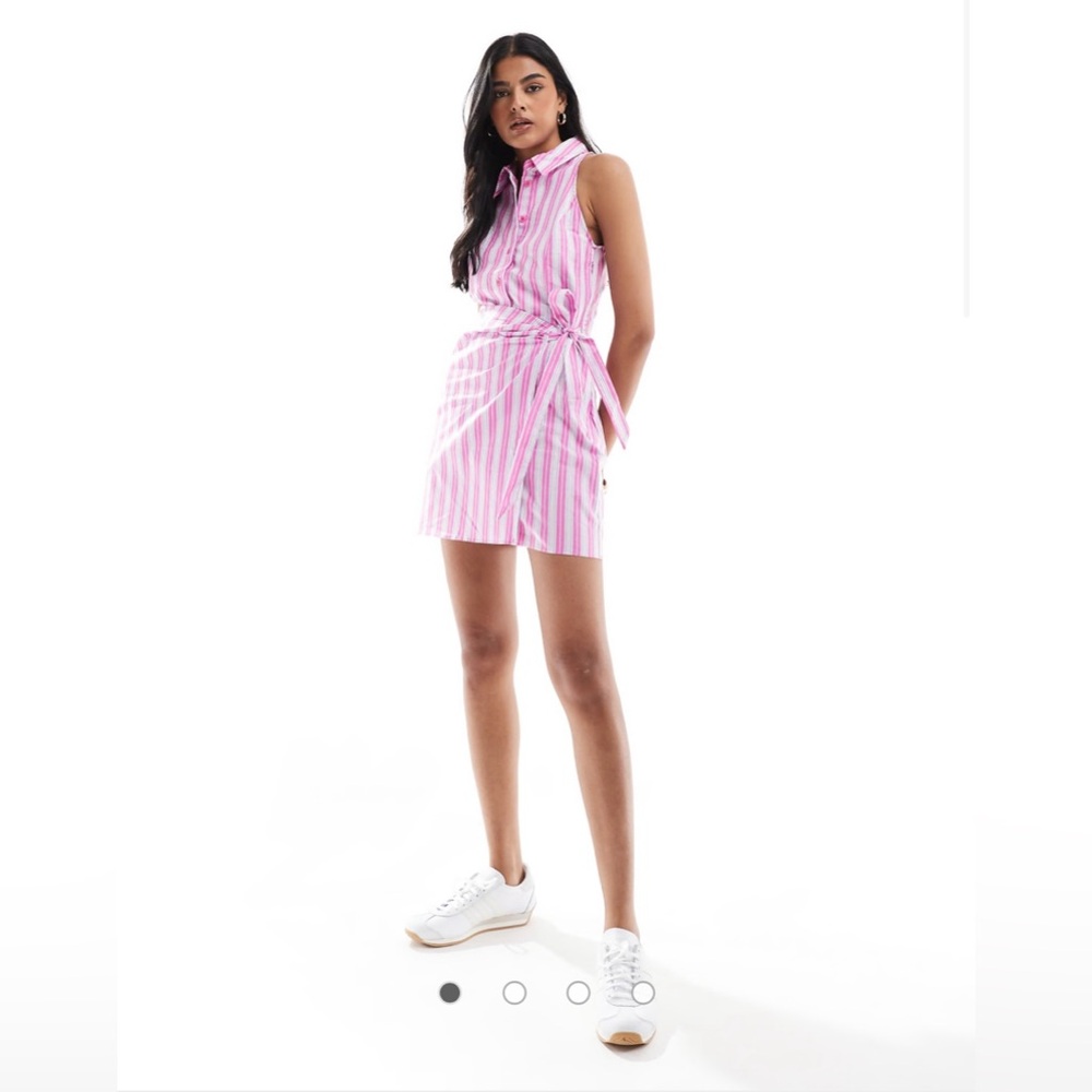 Pink Striped Sleeveless Dress